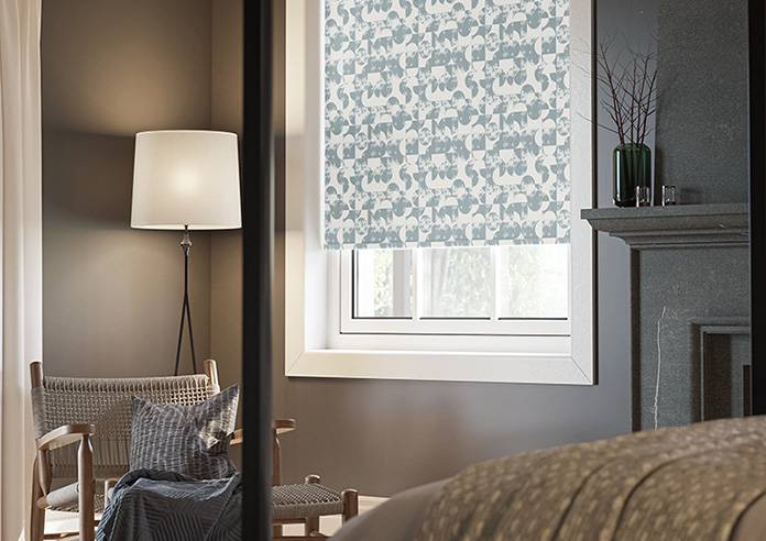 Circular Relief Print, Cadet Blue - Twist&Fit Roller Blind - Image 5